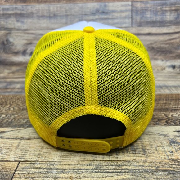 MTV Hamburger Mens Trucker Hat Yellow Snapback 80s Retro Logo Baseball Cap - Picture 5 of 8